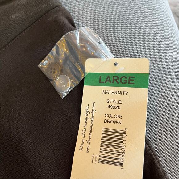 Three Seasons Brown Maternity Pants Adjustable Waist Straight Leg NWT Large - Picture 11 of 14